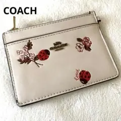COACH カードケース 小銭入れ レディバグ てんとう虫 フローラル 花柄
