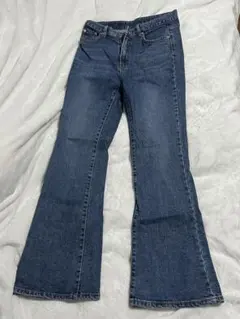 ダークブルー ハイウエストブーツカットデニム