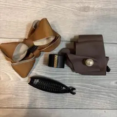 ヘアクリップ セット リボン パール くすみブラウン まとめ髪 韓国　大人可愛い