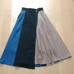 ロングスカート 異素材 ラップスカート ターコイズ ベージュ ブラック レースのサムネイル