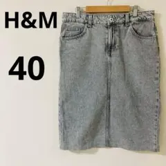 H&M デニムタイトスカート　【40】 スリット　カジュアル