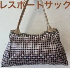 レスポートサック　ハンドバッグ　サークル柄ブラック