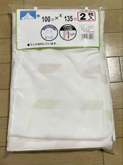 未使用 レースカーテン 100×135cm 2枚組 両開き フック付き 洗濯OKのサムネイル