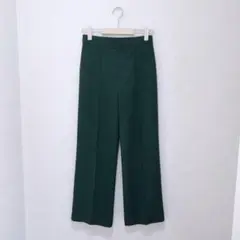 UNIQLO／ハイウエストドレープワイドパンツ ストレッチ／ダークグリーン／ M