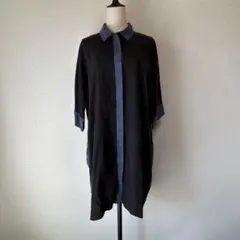 《COS》　(EUR S) ロング丈　シャツ　ワンピース　異素材　シアー　デニム