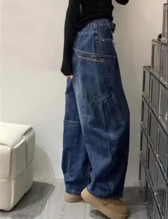 SHEIN デニム ワイドパンツ Lサイズ バルーンパンツ 韓国風