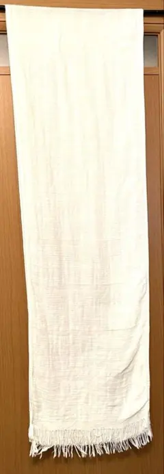綿　ホワイト フリンジ付き ストール
