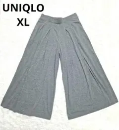 ユニクロ タックワイドパンツ フレアパンツ グレー XL