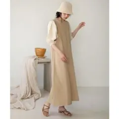 Bab 袖異素材スウェットワンピ―ス