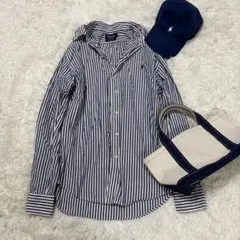 ジムフレックス　ボタンダウンシャツ　ブルーストライプ　サイズＬ