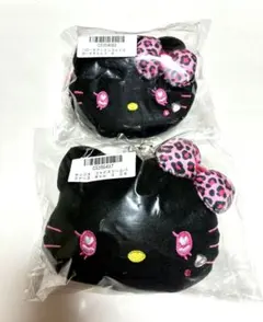ハローキティ フェイスリールパスケース ミニフェイスポーチ 黒キティ ギャル
