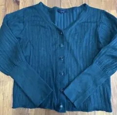 clear ダークグリーン リブ編み　カーディガン