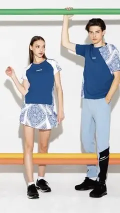 Admiral テニスウェア セット アップ上M下Lブルーペイズリー