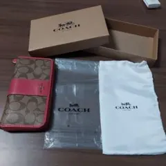 箱付き COACH 長財布 シグネチャー ピンク