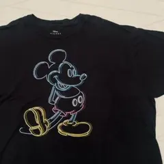 公式 ディズニー ミッキーマウス Tシャツ ネオン風プリント 黒 ビッグサイズのサムネイル