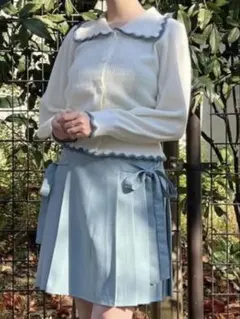 merry jenny バイカラースカラップニットカーディガン