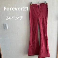 【美脚】Forever21 ベルボトム フレアデニム 赤 Y2K 24インチのサムネイル