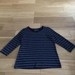 Eddie Bauer 七分袖ストライプTシャツ PL 紺色