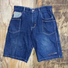 D758 極太 W34 FUBU フブ デニムパンツ 刺繍ロゴ B系 バギー - メルカリ