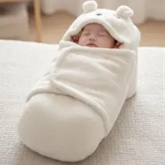 【新品】ベビー おくるみ くま 防寒 ボア 新生児 ベビーカー　スワドル