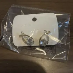 クリスタル付きシルバーフープピアス