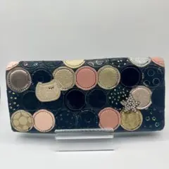 【美品】ツモリチサトキャリー 長財布 新マルチドット ネコ 星チャーム ブラックのサムネイル