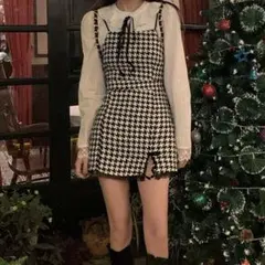 千鳥柄 キャミワンピ ワンピース ミニ丈 SHEIN