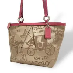 COACH コーチ トートバッグ ワンショルダーバッグ 馬車柄 キャンバス