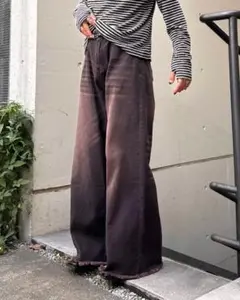 ピンクウォッシュフリンジストレートデニム TO0194