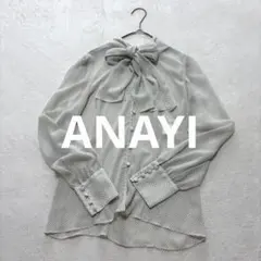美品♪ANAYI アナイ シアードットボウタイブラウス 38 ホワイト リボンのサムネイル
