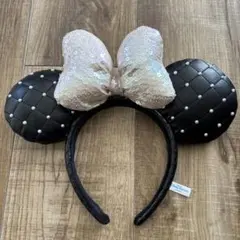 【美品】ミッキーマウス耳カチューシャ・リボン付き