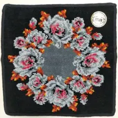 ◆新品 フェイラー ハンカチ 黒地 花の輪