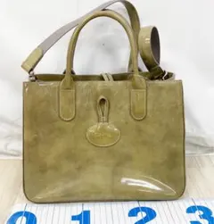 ★ バッグ　LONGCHAMP 2WAYバッグ エナメル カーキ 袋★