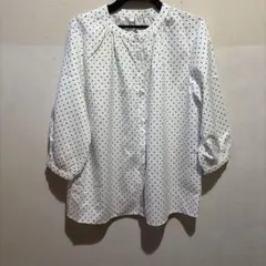 新品 ドット柄五分袖シャツ Ｌ