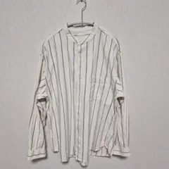 GU バンドカラー ストライプシャツ M 春夏 きれいめ メンズ