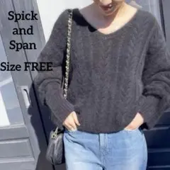 Spick and Span Vネック黒ニットセーター