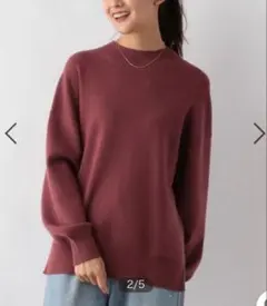 【グローバルワーク】メルティスタンドスリットプルオーバーLニットトップス