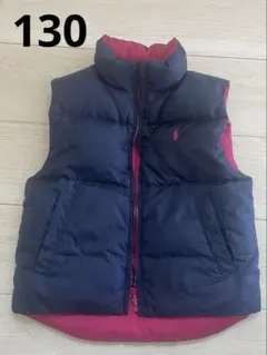 ラルフローレン　ダウンベスト ネイビー/ピンク　130