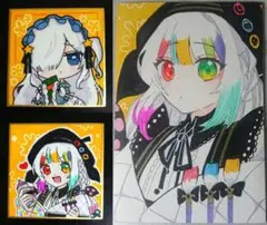 魔法少女ノ魔女裁判　まのさば　手描きイラスト 4枚セット