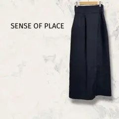 センスオブプレイス ロングスカート ウエストゴム センタースリット 体型カバー