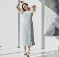 ラグナムーン　パーティードレス パフスリーブ　ジャガード