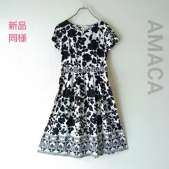 ◇極美品◇3万◇アマカ◇ブロック幾何学プリントワンピース◇シフォン