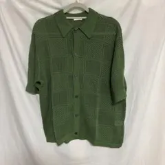GU 半袖 ニットポロシャツ カーキ M
