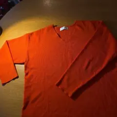 OPAQUE.CLIP オレンジ Vネック長袖ニット