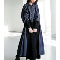 アンティカ 異素材切替デニムシャツワンピース