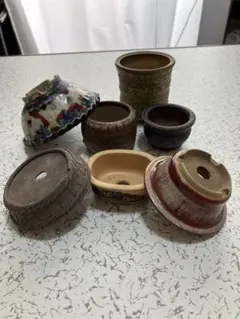 小品盆栽鉢 ミニ鉢 山野草鉢7点セット 陶器植木鉢のサムネイル