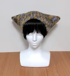 ♦猫耳ニット帽 ミックス色•手作り