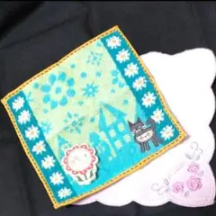 新品　タオルハンカチ　２枚セット　猫　モヌモヌ　吉川淳　renoma　フェルト