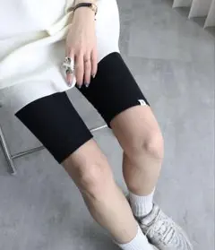 YENNA バイカーリブパンツ　ブラック