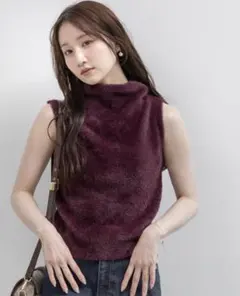 今季ランダ　未使用ハイネックフェザータンクトップニット